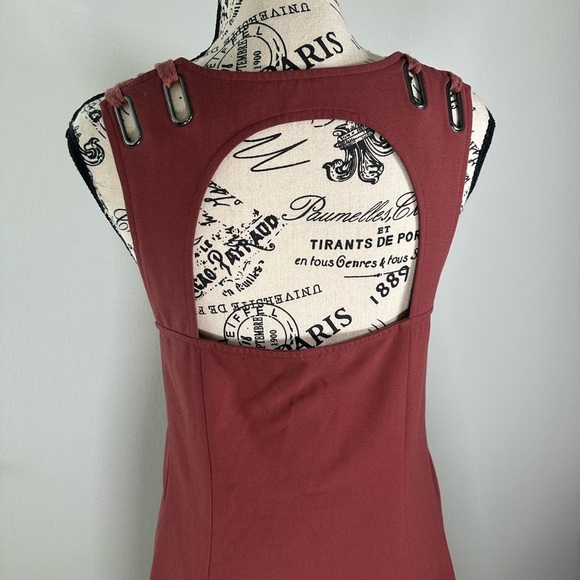 Free People Baby Love Trapeze Rust Mini Swing Dress Womens Medium Back Cut Out - Picture 8 of 10